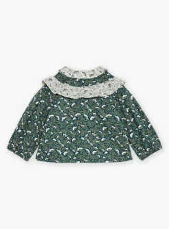 Sergent Major T-shirt & Blouse-Chemisier vert &eacute;meraude &agrave; imprim&eacute; fleuri