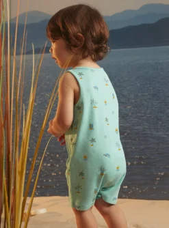 Sergent Major Maillot De Bain-Combinaison sans manches turquoise &agrave; imprim&eacute; &agrave; rayures