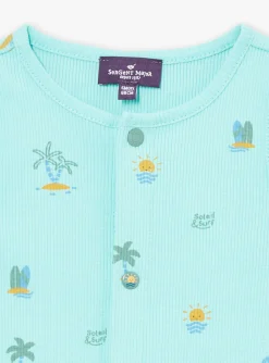 Sergent Major Maillot De Bain-Combinaison sans manches turquoise &agrave; imprim&eacute; &agrave; rayures