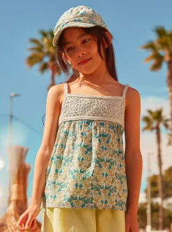 Sergent Major Blouse & T-shirt-Débardeur à dentelle Vert à Fleurs
