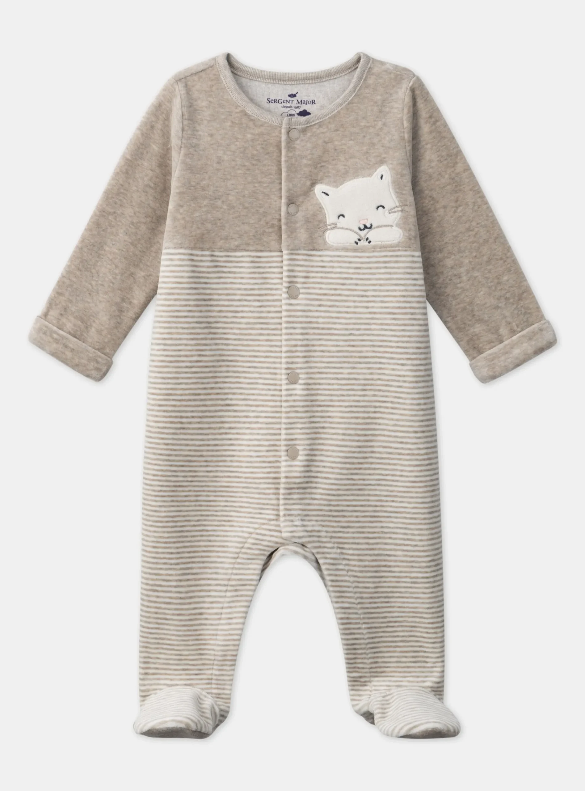 Sergent Major Pyjama & Grenouillère-Dors-bien chat en velours