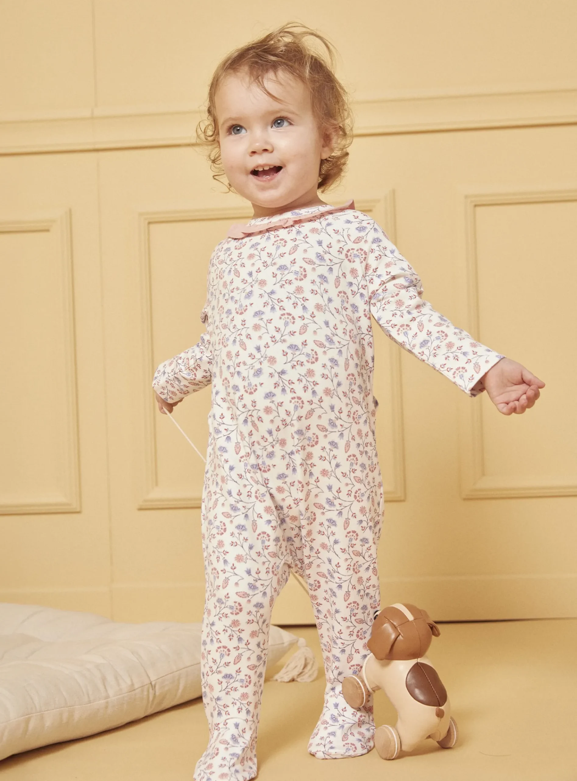 Sergent Major Pyjama & Grenouillère-Dors-bien en molleton fleuri