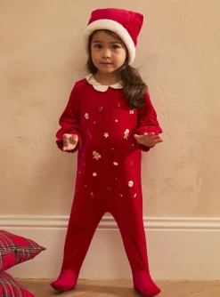 Sergent Major Pyjama & Grenouillère-Dors-bien en velours avec bonnet de Noël