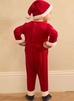 Sergent Major Pyjama & Grenouillère-Dors-bien en velours avec bonnet de No&euml;l