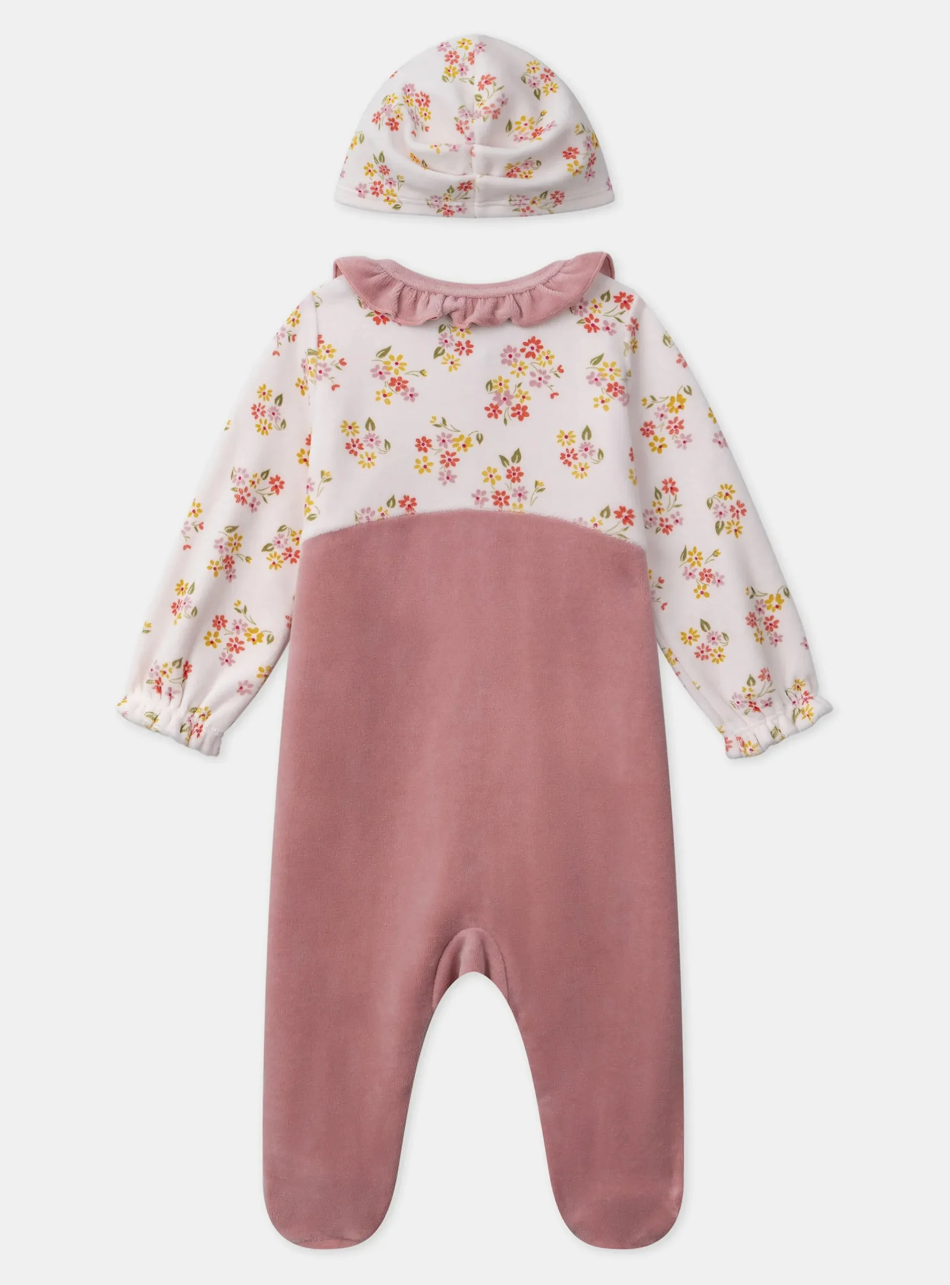 Sergent Major Pyjama & Grenouillère-Dors-bien en velours avec bonnet
