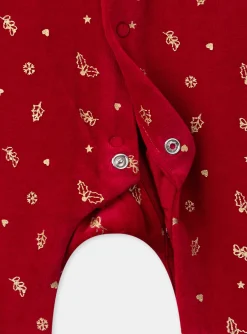 Sergent Major Pyjama & Grenouillère-Dors-bien en velours avec bandeau de No&euml;l