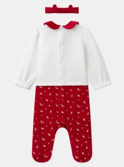 Sergent Major Pyjama & Grenouillère-Dors-bien en velours avec bandeau de No&euml;l