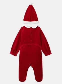 Sergent Major Pyjama & Grenouillère-Dors-bien en velours avec bonnet de Noël
