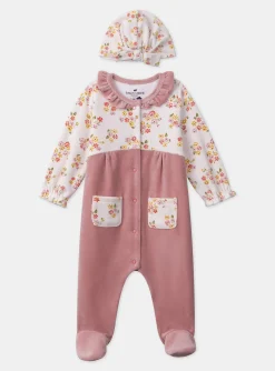 Sergent Major Pyjama & Grenouillère-Dors-bien en velours avec bonnet