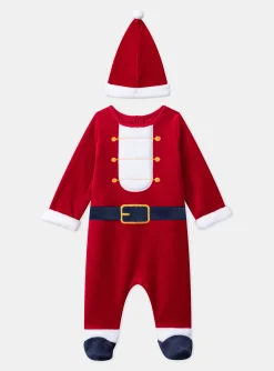 Sergent Major Pyjama & Grenouillère-Dors-bien en velours avec bonnet de Noël