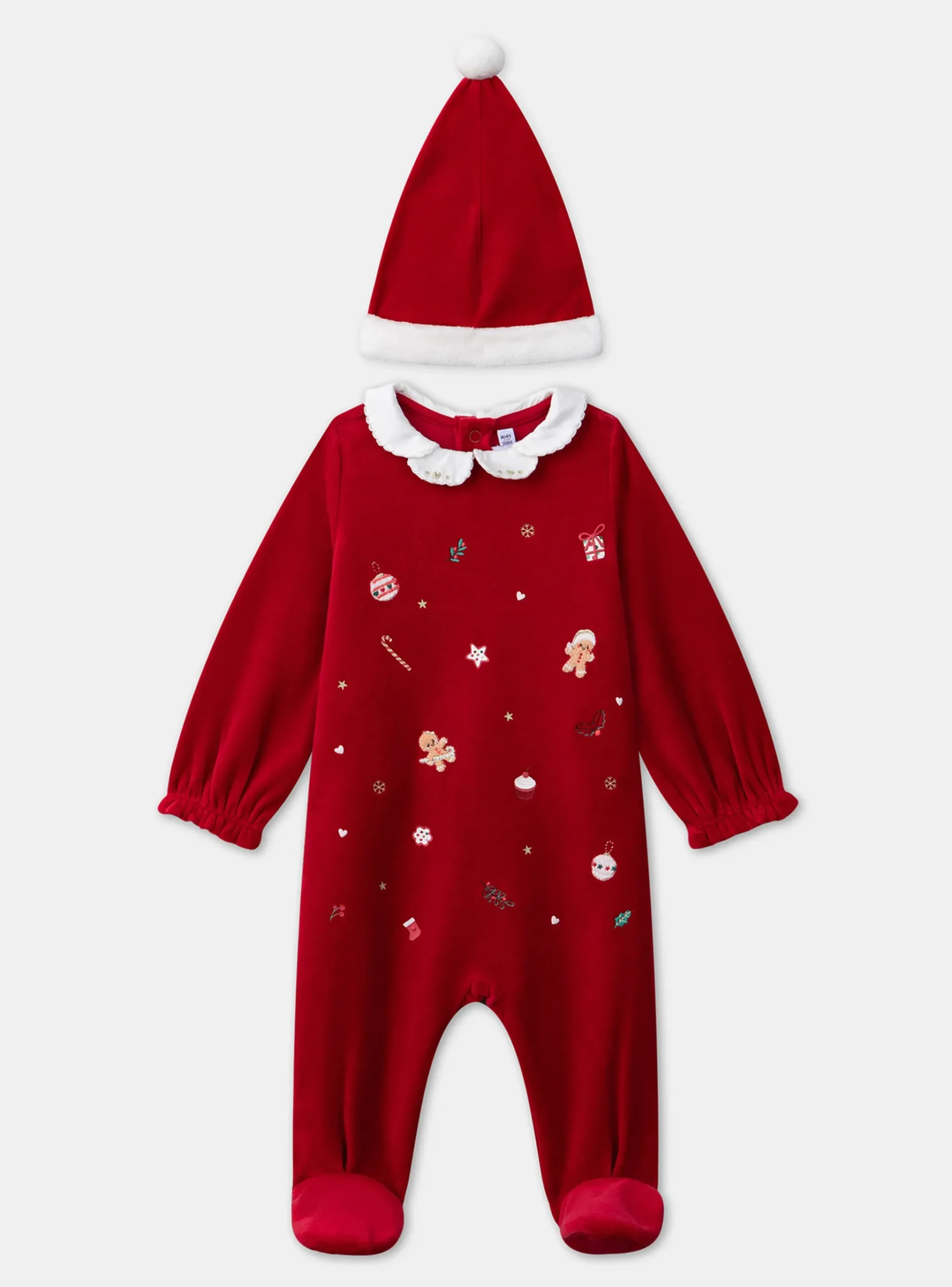 Sergent Major Pyjama & Grenouillère-Dors-bien en velours avec bonnet de Noël