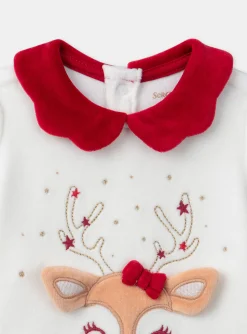 Sergent Major Pyjama & Grenouillère-Dors-bien en velours avec bandeau de No&euml;l