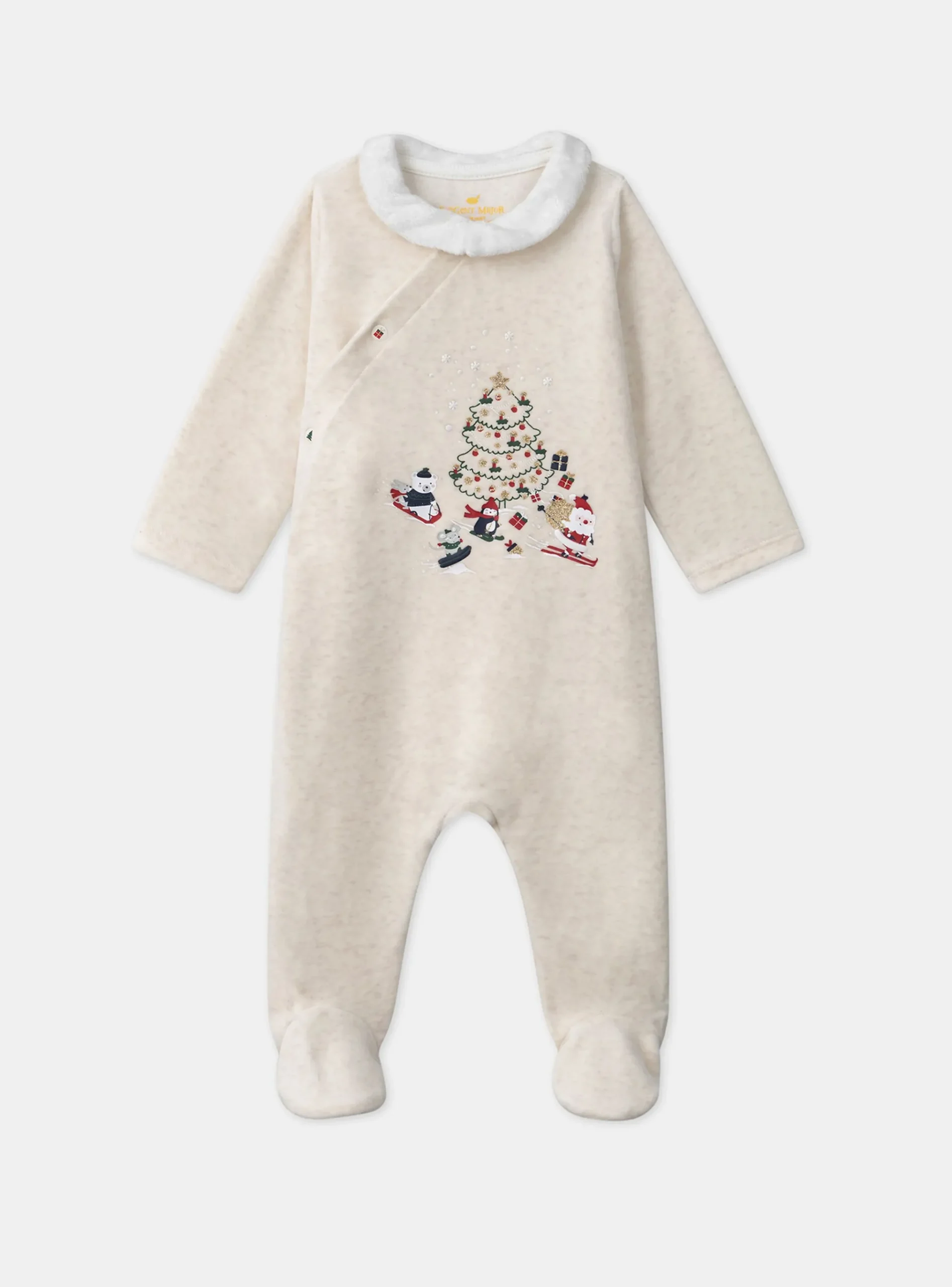 Sergent Major Pyjama & Grenouillère-Dors-bien en velours beige chiné