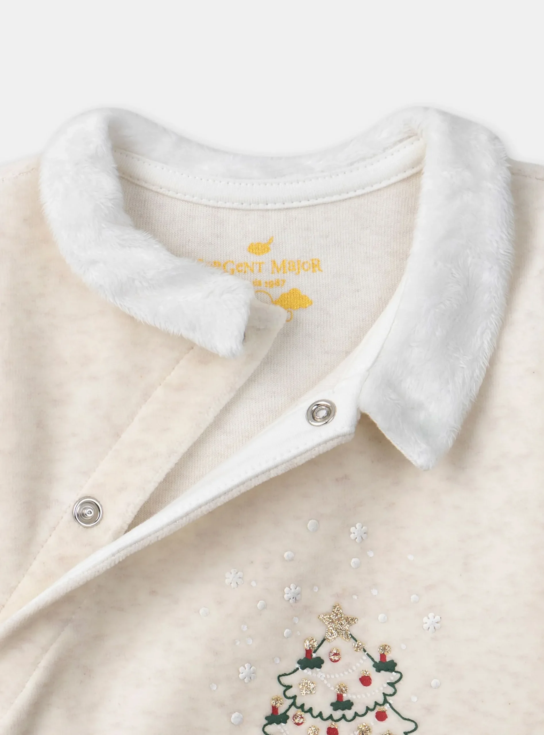 Sergent Major Pyjama & Grenouillère-Dors-bien en velours beige chiné