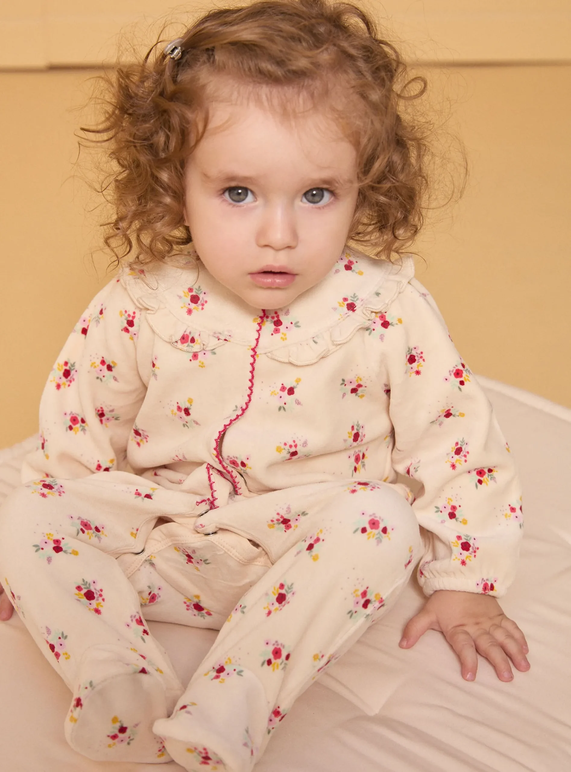 Sergent Major Pyjama & Grenouillère-Dors-bien en velours fleuri