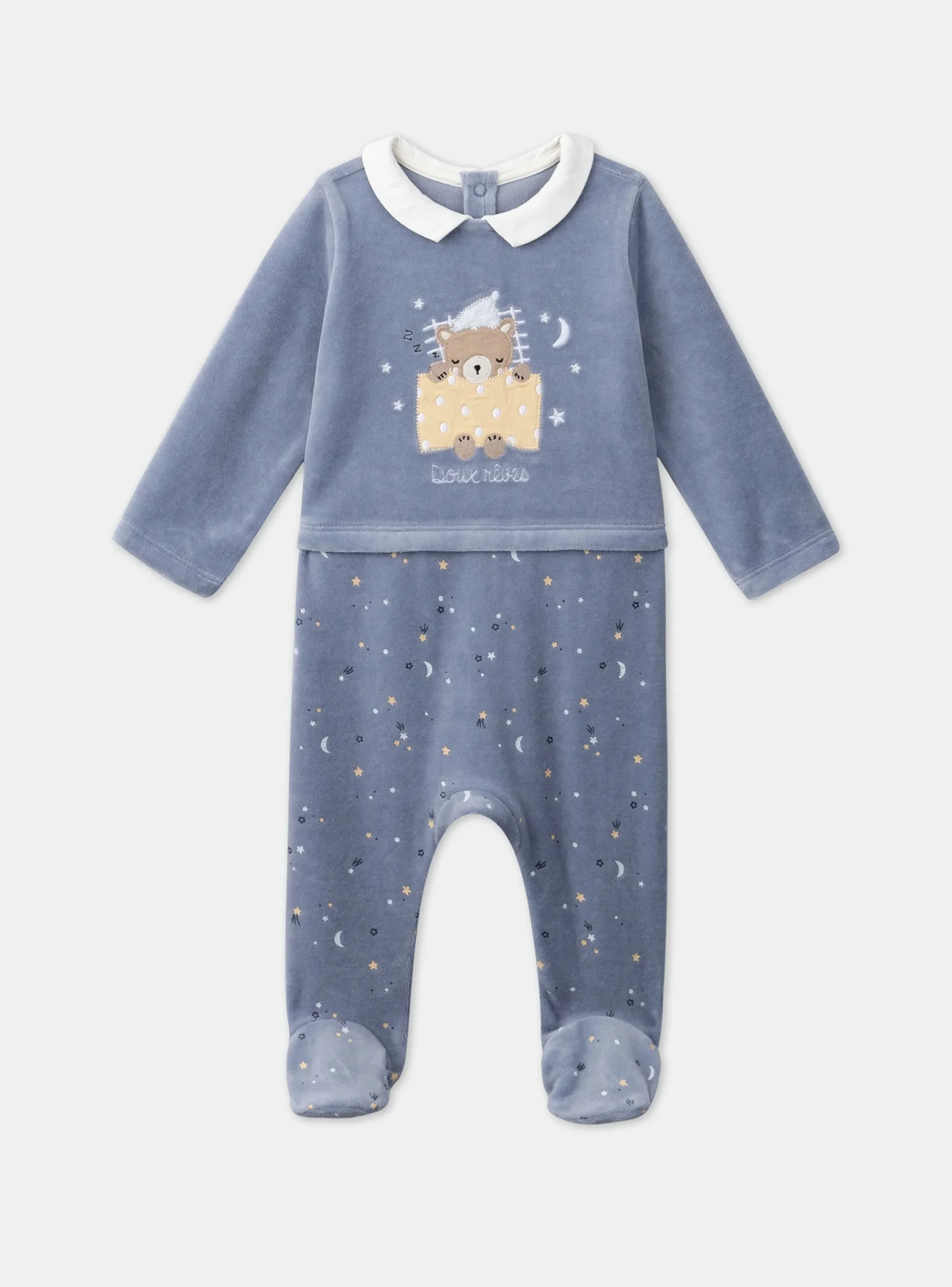 Sergent Major Pyjama & Grenouillère-Dors-bien en velours uni et imprimé