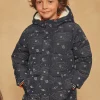 Sergent Major Manteau, Parka & Veste-Doudoune &agrave; capuche bleu marine &agrave; imprim&eacute; syst&egrave;me solaire