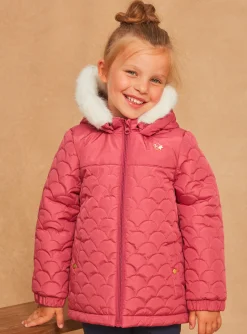 Sergent Major Manteau, Parka & Veste-Doudoune &agrave; capuche rose matelass&eacute;e