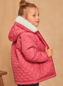 Sergent Major Manteau, Parka & Veste-Doudoune &agrave; capuche rose matelass&eacute;e