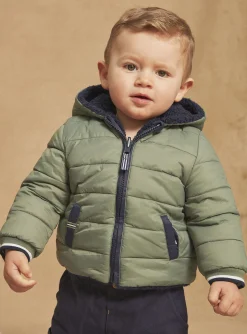 Sergent Major Manteau, Parka & Veste-Doudoune à capuche vert sauge et bleu marine réversible