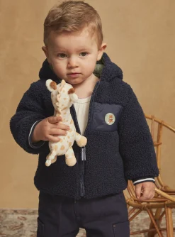 Sergent Major Manteau, Parka & Veste-Doudoune &agrave; capuche vert sauge et bleu marine r&eacute;versible