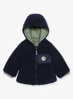 Sergent Major Manteau, Parka & Veste-Doudoune &agrave; capuche vert sauge et bleu marine r&eacute;versible