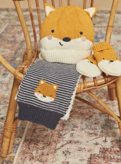 Sergent Major Bonnet, Echarpe & Gant-Echarpe bleu marine et écrue en tricot à imprimé à rayures