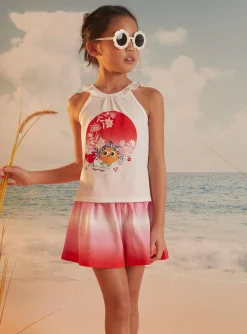 Sergent Major Maillot De Bain & Tenue De Plage-Ensemble 2 pi&egrave;ces &eacute;cru et rouge en coton