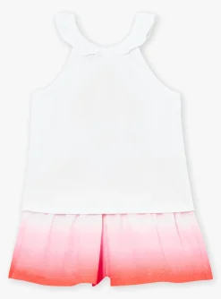 Sergent Major Maillot De Bain & Tenue De Plage-Ensemble 2 pi&egrave;ces &eacute;cru et rouge en coton