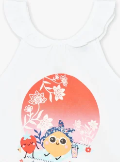 Sergent Major Maillot De Bain & Tenue De Plage-Ensemble 2 pi&egrave;ces &eacute;cru et rouge en coton