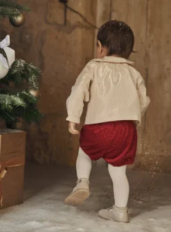 Sergent Major Ensemble, Combinaison & Salopette-Ensemble blouse et short en velours dor&eacute; et rouge