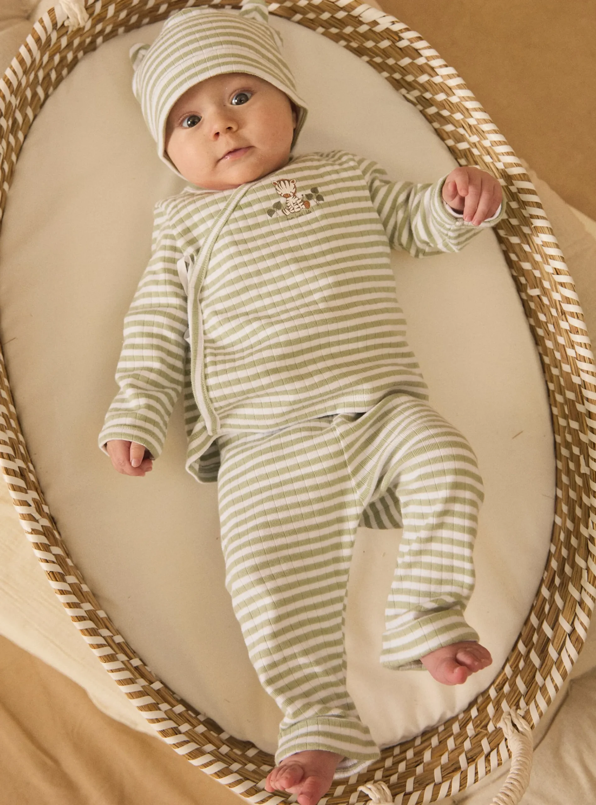 Sergent Major Tenues & Ensembles-Ensemble de naissance en côtes plates haut + pantalon + bonnet