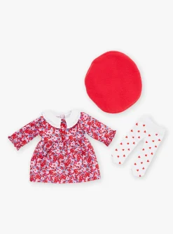 Sergent Major Jouets & Peluches-Ensemble pour poup&eacute;e "Mon Adorable Poup&eacute;e" robe, collant et b&eacute;ret