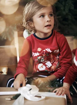 Sergent Major Pyjama-Ensemble pyjama de Noël rouge et bleu marine en velours