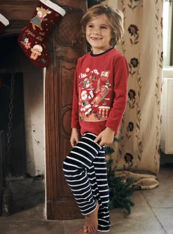 Sergent Major Pyjama-Ensemble pyjama de No&euml;l rouge et bleu marine en velours