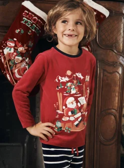 Sergent Major Pyjama-Ensemble pyjama de No&euml;l rouge et bleu marine en velours