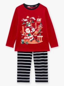 Sergent Major Pyjama-Ensemble pyjama de No&euml;l rouge et bleu marine en velours