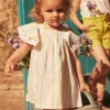 Sergent Major Robe-Ensemble robe et bloomer &eacute;cru &agrave; imprim&eacute; &agrave; rayures en popeline