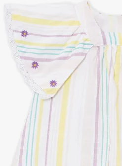 Sergent Major Robe-Ensemble robe et bloomer &eacute;cru &agrave; imprim&eacute; &agrave; rayures en popeline