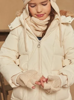 Sergent Major Bonnet, Echarpe & Gants-Gants beige en tricot