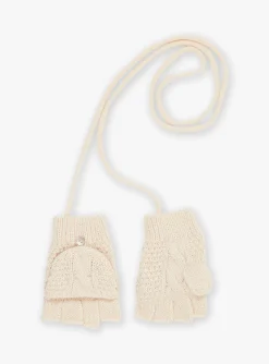 Sergent Major Bonnet, Echarpe & Gants-Gants beige en tricot