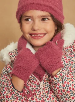 Sergent Major Bonnet, Echarpe & Gants-Gants rose en tricot