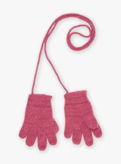 Sergent Major Bonnet, Echarpe & Gants-Gants rose en tricot