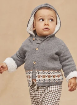 Sergent Major Pull, Gilet & Cardigan-Gilet à capuche gris moyen en tricot