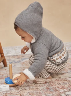 Sergent Major Pull, Gilet & Cardigan-Gilet &agrave; capuche gris moyen en tricot