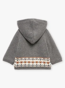 Sergent Major Pull, Gilet & Cardigan-Gilet &agrave; capuche gris moyen en tricot
