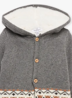 Sergent Major Pull, Gilet & Cardigan-Gilet &agrave; capuche gris moyen en tricot