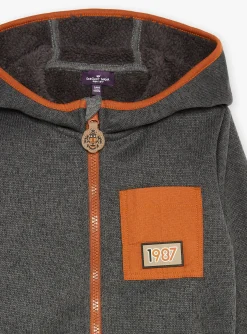 Sergent Major Pull, Gilet & Sweat-Gilet &agrave; capuche gris chin&eacute;