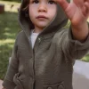 Sergent Major Pull, Gilet & Cardigan-Gilet &agrave; capuche kaki en tricot