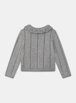 Sergent Major Pull, Gilet & Cardigan-Gilet argent&eacute; ajour&eacute;